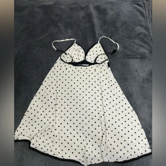 Victoria's Secret Black and White Polka Dot Chemise - Picture 2 of 3